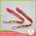 Top quality polyester material leash, rubber band plastic/metal nipple pacifier clips